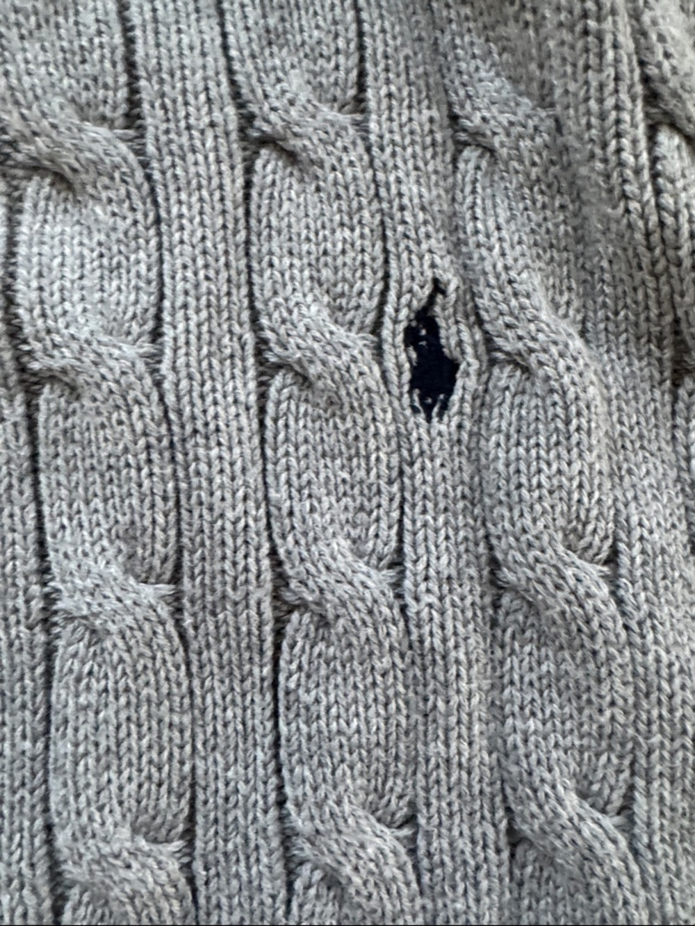 Polo Ralph Lauren Kids Size 7 Light Gray Cable Crewneck Sweater - Picture 3 of 5